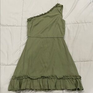 Blue Rain Olive One-Shoulder Dress